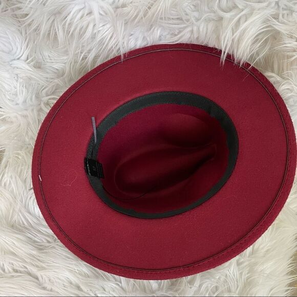 NEW Marcus Adler burgundy felt with gold ribbon chain dented fedora hat main image 6